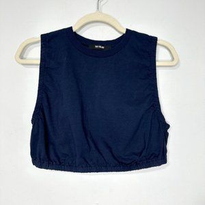 TOIT VOLANT Ruched Crop Tank Top in Navy‎ Size XS